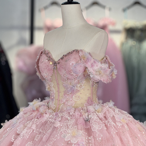 Vestidos de Quinceañera Jancember 6840 Rosa Brillante con Estampados Florales para Chicas de 15 Años - Product Image 5