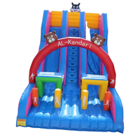 Toboggan aquatique gonflable à double piste rouge et bleu, parc aquatique extérieur pour enfants, château gonflable facile à installer pour enfants et adultes, parc d'attractions