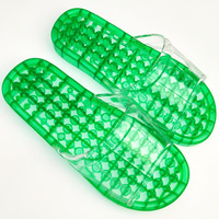 Sandales de douche massantes pour femme, à bout ouvert, en cristal transparent, anti-dérapantes, durables, pour intérieur/extérieur