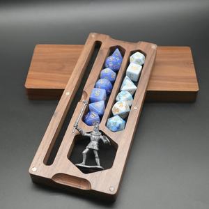 LOGO personnalisable Multifonction Rectangle Noyer noir Boîte à dés en bois personnalisée avec couvercle magnétique - Product Image 4