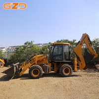 Mini-tractopelle GZD avec chargeur frontal et pelle arrière pour le terrassement en travaux publics, profondeur de creusement de 4082 mm