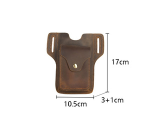 Bolsas para teléfono móvil de cuero Crazy Horse con logotipo personalizado, riñonera colgante para deportes tácticos al aire libre, riñonera de cuero genuino - Product Image 2