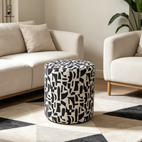 Pouf cylindrique moderne abstrait, tabouret rembourré rond, repose-pieds, tabouret d'appoint multifonctionnel pour salon et chambre à coucher
