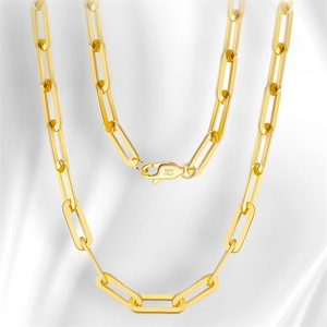 Collar de Cadena de Eslabones Tipo Clip de Alta Calidad Yulia S925 Hecho en Italia, Chapado en Oro Sólido de 18K sobre Plata de Ley, Moderno, para Mujeres y Hombres - Product Image 2