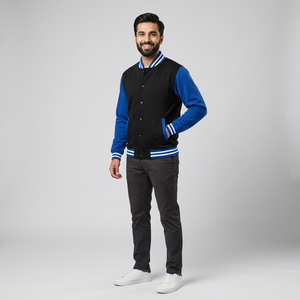 Durable Men Varsity Jacket Stylish Casual College Baseball Jacket For Men Outerwear Embroidered <b>Woolen</b> Fabric Warm Winter Wear - Product Image 1