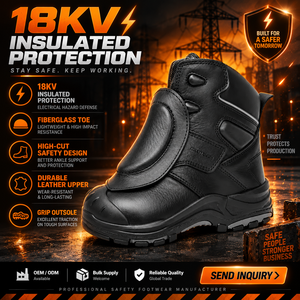 Stivali di Sicurezza Dielettrici MaxiTough 18KV in Pelle Pieno Fiore Cucita, <span class=keywords><strong>Scarpe</strong></span> da Lavoro Industriali Resistenti alle Perforazioni - Product Image 5