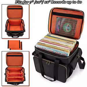 Boîte de <span class=keywords><strong>rangement</strong></span> d'album vinyle de voyage de haute qualité avec séparateur porte sac de disque vinyle sac de disque portable sac de CD extérieur Portable - Product Image 2