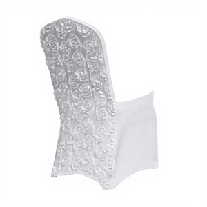 Funda de Silla de Spandex Blanca con Roseta para Bodas, Modelo Básico Elegante para Eventos, Venta al por Mayor - Product Image 1