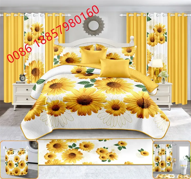 2023 in Stock For 20 Piece 100% Polyester King Size Bedding Set With Matching Curtains and flat sheet sets