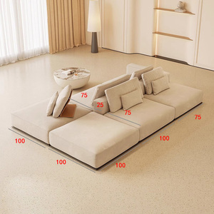 Sofá Seccional Modular Blanco Minimalista para Sala de Estar, Diseños Modernos de Interiores para el Hogar, Conjunto de Sofás de Tela Esquineros y Cómodos - Product Image 6