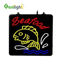 Enseigne LED lumineuse Genilight pour intérieur, 56*33cm, DC12V, avec bord clignotant, pour publicité de poulet frit, garantie 1 an, décoration intérieure