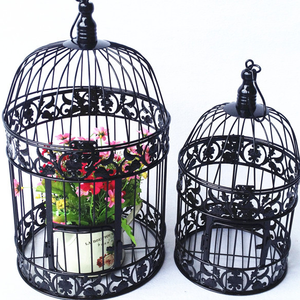 <span class=keywords><strong>Cage</strong></span> à oiseaux antique en gros, cages à oiseaux décoratives portables en métal pour animaux de compagnie, motif solide, vente d'accessoires pour oiseaux - Product Image 2