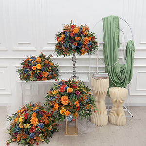 ลูกบอลดอกไม้ประดิษฐ์รูปจุดสีส้มเรียบตกเเต่งโต๊ะเต่งงานเเเต่งงานฉากหลังโค้ง - Product Image 3