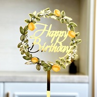 Acryl alles Gute zum Geburtstag Blume gedruckt Cake Toppers Party zubehör für Kuchen Dekorieren Zubehör