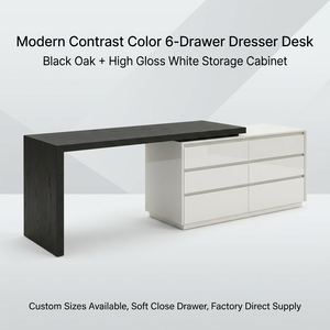 Classical Standard Size Natural Solid Wood Working Station Flat Large Tabletop Writing Counter with Under <b>Desk</b> Storage Cabinet - Product Image 2