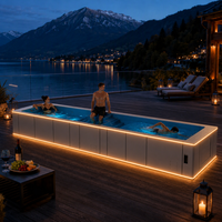 Piscine préfabriquée en fibre de verre et aluminium de 40 pieds avec terrasse intégrée, équipement complet pour la location de maisons d'hôtes et Airbnb