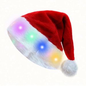 Factory Christmas <b>Hat</b> With Plush High Quality Children Adult Red Santa <b>Hats</b> Christmas Decorations New Year's Gifts 2024 - Product Image 1