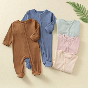 가을 겨울 아기 점프수트 긴팔 크롤링 수트 캐주얼 스타일 신생아 옷 버튼 여밈 방귀 잠옷 - Product Image 1