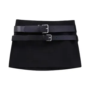 Sashes black color sashes hot sale casual fashion mini skirt for women