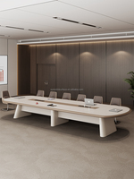 Ensemble de mobilier de bureau : Table de réunion 6 places avec roulettes élégantes, blanche, 12 pieds métalliques, table de conférence