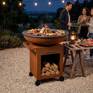 Fournitures de jardin : <span class=keywords><strong>Barbecue</strong></span> au <span class=keywords><strong>charbon</strong></span> de bois de 45 pouces, Plancha de cuisson extérieure, Brasero avec gril BBQ pour patio, pique-nique et fête - Product Image 1