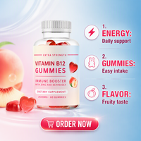 WELLBODY Gummies personnalisées au complexe de vitamine B12 avec zinc et échinacée, stimulant immunitaire, complément alimentaire quotidien pour adultes OEM ODM