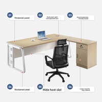 Nouveau bureau de direction, bureau d'ordinateur blanc, bureau simple et moderne, ensemble de chaise simple, bureau de bureau