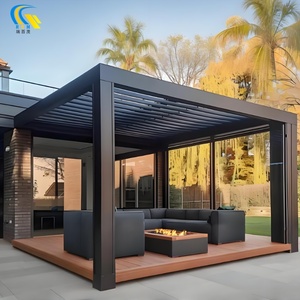 فتح كوة سقف قابل للسير مظلة الفناء مقاومة للمطر رمادي شرفة عريشة عريشة متحركة-نوع الألومنيوم مسحوق PVC المغلفة - Product Image 4