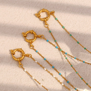 Collana a maglie di perle epossidiche colorate con catena Multi-funzionale con fibbia fai da te collana con ciondolo 18K oro placcato in acciaio inossidabile - Product Image 4