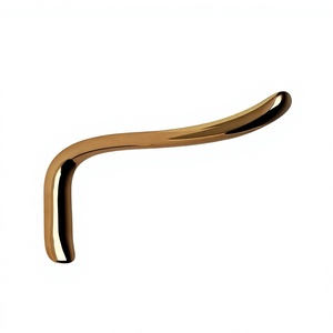 Gancho de pared moderno de metal pulido dorado con forma de asta, individual, antirrobo, para abrigos, sombreros, ropa y bolsos - Product Image 1