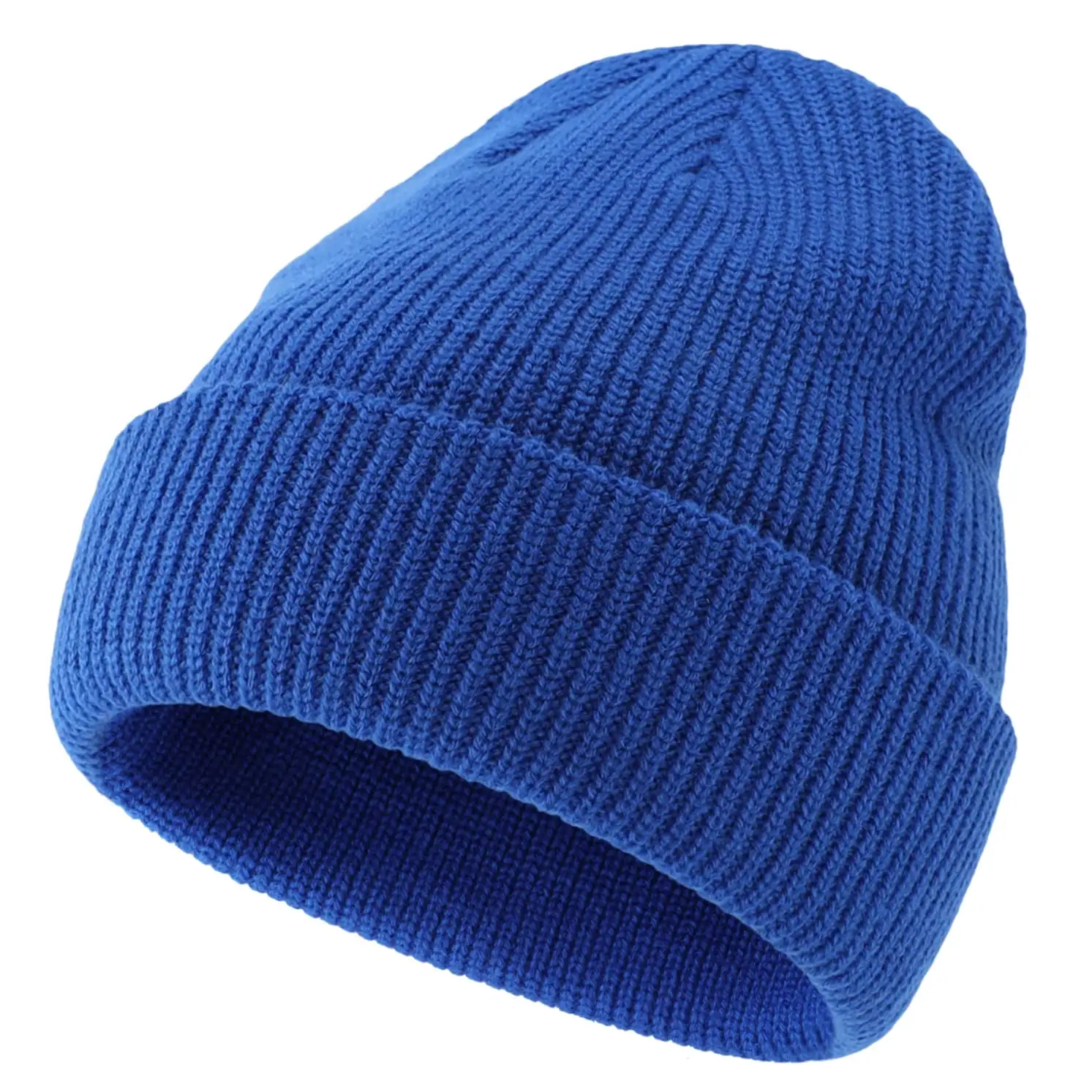 ओम रिक्त क्यूफ ऐक्रेलिक बुना हुआ शीतकालीन कस्टम ब्लू बेनी टोपी