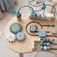 Mesa de Actividades de Madera para Bebés, Juguete Sensorial Educativo Temprano Montessori con Rodillo de Cuentas, para Niños y Niñas Pequeños