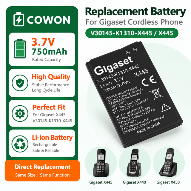 Lithium 3.7V 750mAh LI-ION Rechargeable V30145-K1310-X445 Lithium Ion Cordless Phone Battery for Gigaset X445