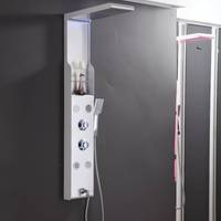 Colonne de douche de salle de bain noire intelligente, lumière led, panneau de douche de massage en cascade avec douchette