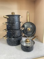 Lot de 12 casseroles et poêles antiadhésives en acier inoxydable pour induction, batterie de cuisine, ensemble d'ustensiles