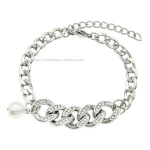 Trendy Male Trendy Female <b>Titanium</b> Steel Pearl Simple Bracelet Bracelet Accessories Tanjing - Product Image 1