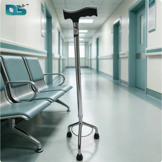 Height Adjustable Three-Foot Outdoor  High Quality Disabled  Old People Telescopic Walking Stick Tripod Lightweight Elderly Cane