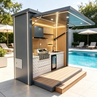 Ensemble de cuisine extérieure complet, design modulaire, îlot de cuisine extérieur autoportant avec armoire latérale pour la cuisson au barbecue sur la terrasse