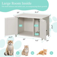 Meuble pour litière pour chat moderne, double porte et contrôle des odeurs, armoire pour litière pour chat cachée, table d'appoint pour chats d'intérieur