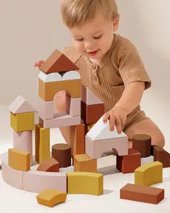 Wooden Building Blocks for Toddlers 1-3, Toddler Blocks Toys with Storage Bag