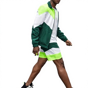 Custom <b>Wind</b> <b>Breaker</b> Tracksuit True to Size Outfit 2 Piece Set Colorblock Nylon Jacket Windbreaker Short Set Men - Product Image 3
