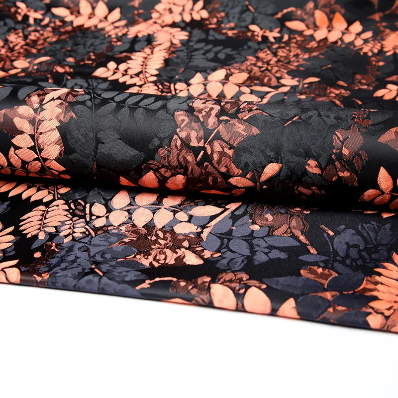 Super brand white and orange leaves eco friendly recycled polyester fabric for garment and vest