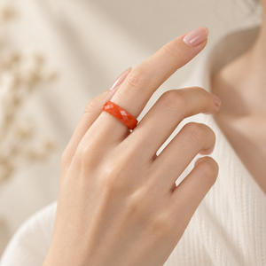 Orangefarbener Keramik-Ring mit Facetten, 3mm Breite, Trendiger Partnerring, Partygeschenk-Schmuck für Sie und Ihn - Product Image 4