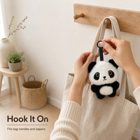Porte-clés Panda en Peluche Mignon, Pendentif Breloque pour Sac, Anneau de Clés Doux avec Mousqueton pour Sac à Main et Sac à Dos