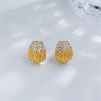 Boucles d'oreilles pendantes en or jaune 18 carats avec diamants de laboratoire pour femme, style mode, clous d'oreilles et manchettes d'oreille