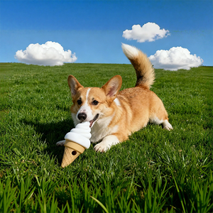 Köpek Karikatür Dondurma Şeklinde Silikon Çiğneme Oyuncağı, Diş Temizleme ve İnteraktif Ses Özellikleriyle İç/Dış Mekan Kullanımına Dayanıklı - Product Image 2