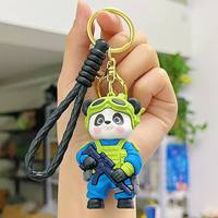 Llavero de Plástico con Diseño de Panda Policía, Genial y Adorable, Venta al por Mayor del Fabricante, Colgante Creativo de Anime para Bolsos, Regalos para Parejas