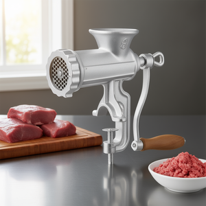 Picadora de carne manual de hierro fundido con abrazadera de mesa de acero, 1 cuchilla, 2 discos y 3 tubos para salchichas, para carne de res - Product Image 2