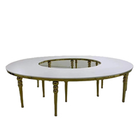 Table de salle à manger demi-lune de luxe en acier inoxydable doré, combinaison de table ronde pour réception de mariage et hall d'hôtel
