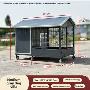 โรงเรือนสุนัขกลางแจ้งแบบแข็งแรง ทนทาน หลังคาเหล็กชุบสังกะสี โครงสร้างโลหะ พร้อมรั้วตาข่าย สำหรับใช้ในสวน - Product Image 6